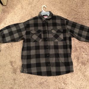 wrangler fleece plaid button up